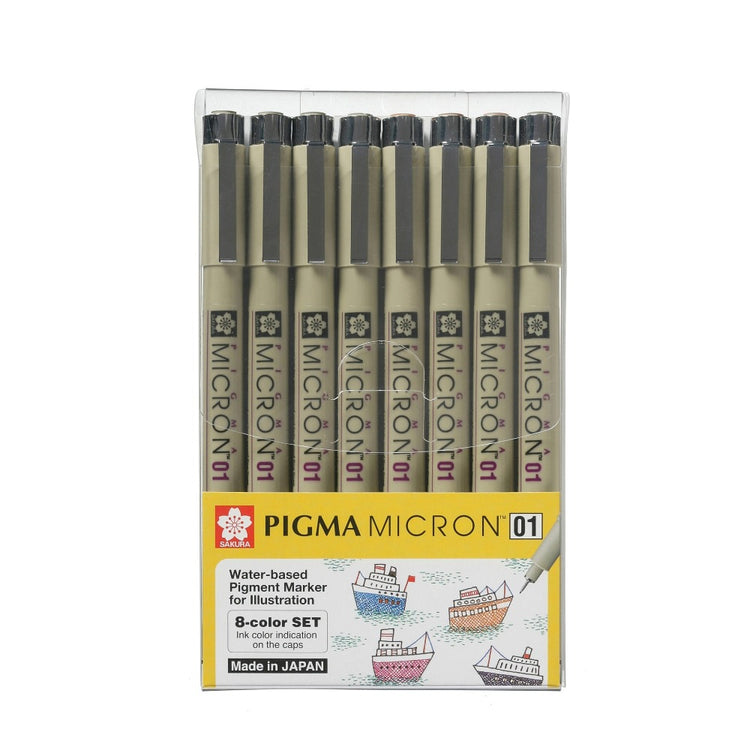 Sakura Pigma Micron 01 Pen Colour Set 8 Pens