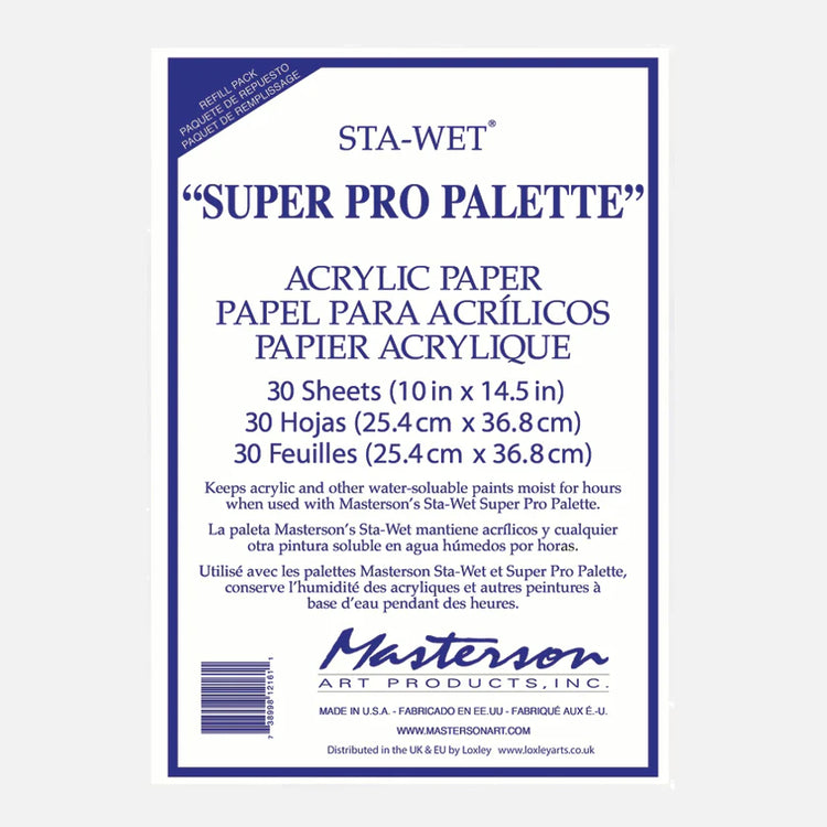 Sta-Wet Super Pro Palette Acrylic Paper Refill 30 sheets 10in x 14.5in