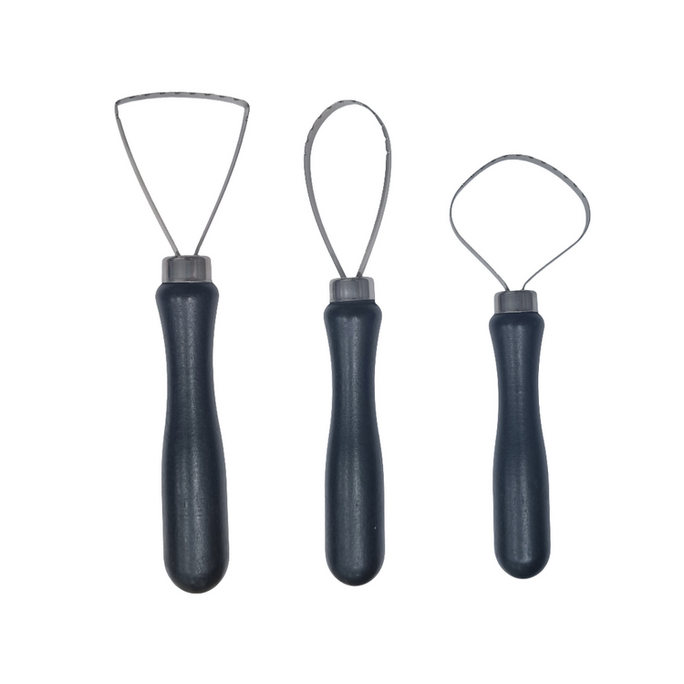 Pottery Sculpting Tool Set – 3 Pieces with Wood Handles