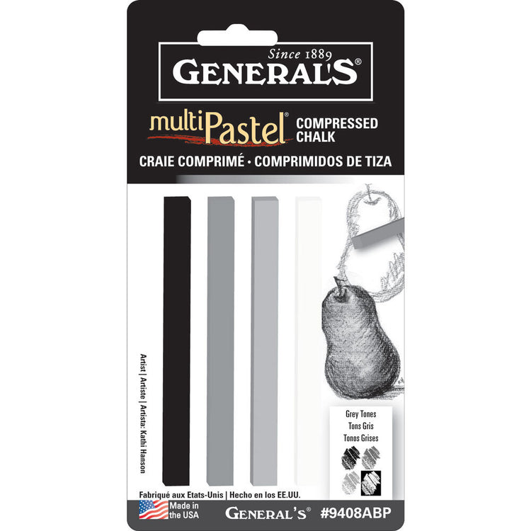 Generals Compressed Chalk Sticks - 4 Grey / White #9408