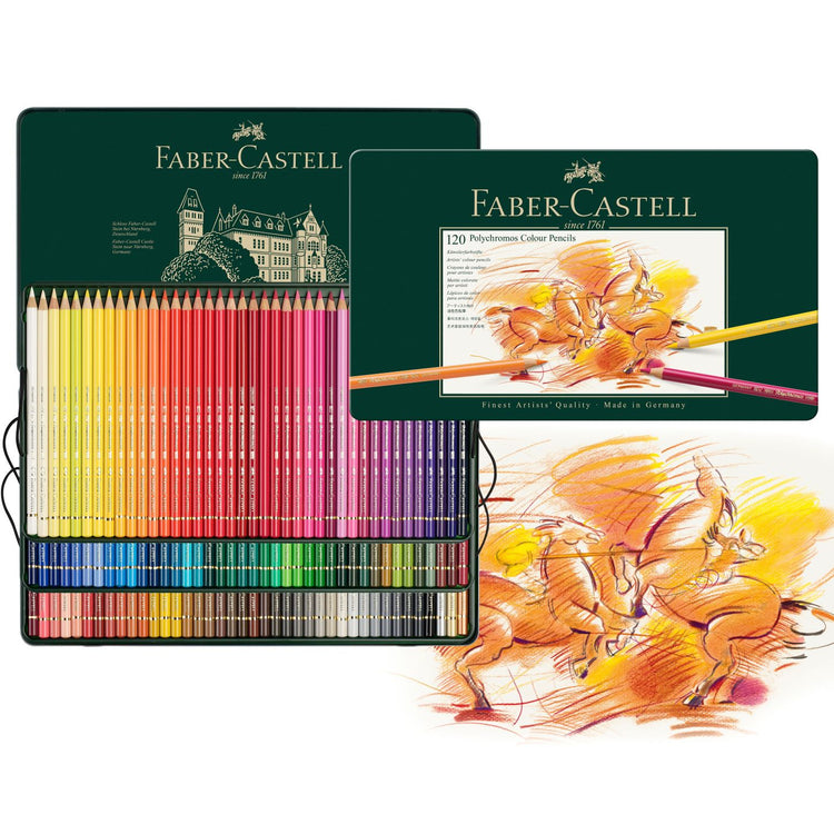 Faber-Castell Polychromos Colour Pencils - Tin Box of 12 / 24 / 36 / 60 / 120