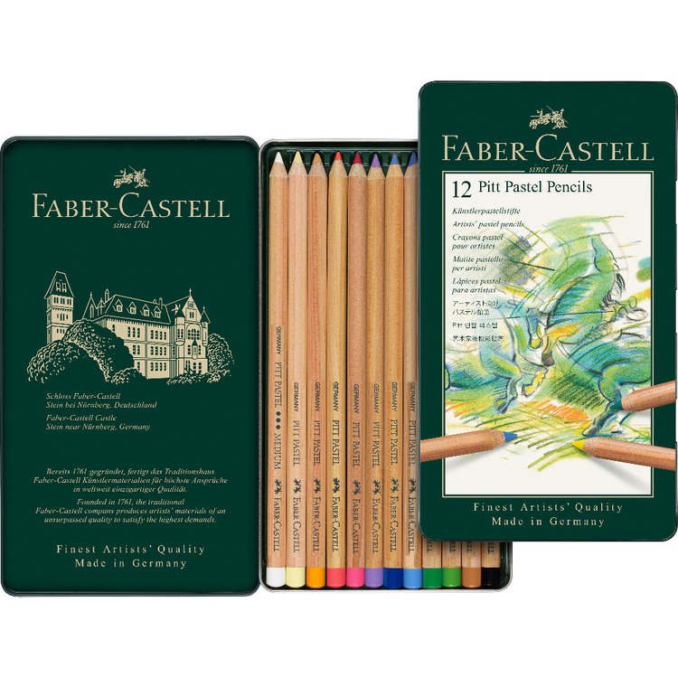 Faber-Castell Pitt Pastel Pencils, Tin Box of 12 / 24 / 36