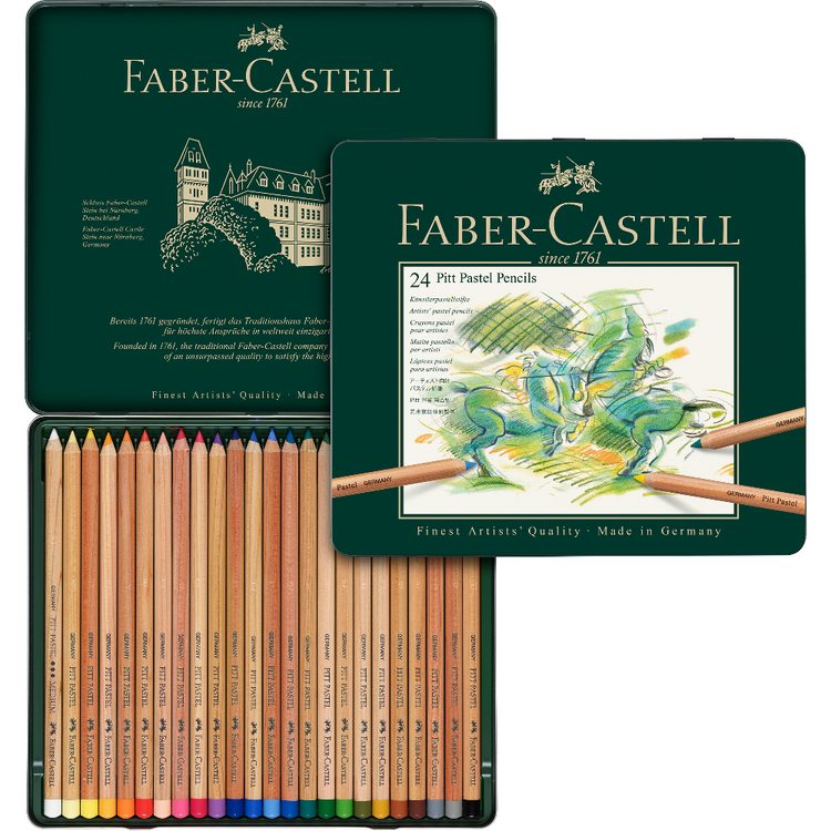 Faber-Castell Pitt Pastel Pencils, Tin Box of 12 / 24 / 36