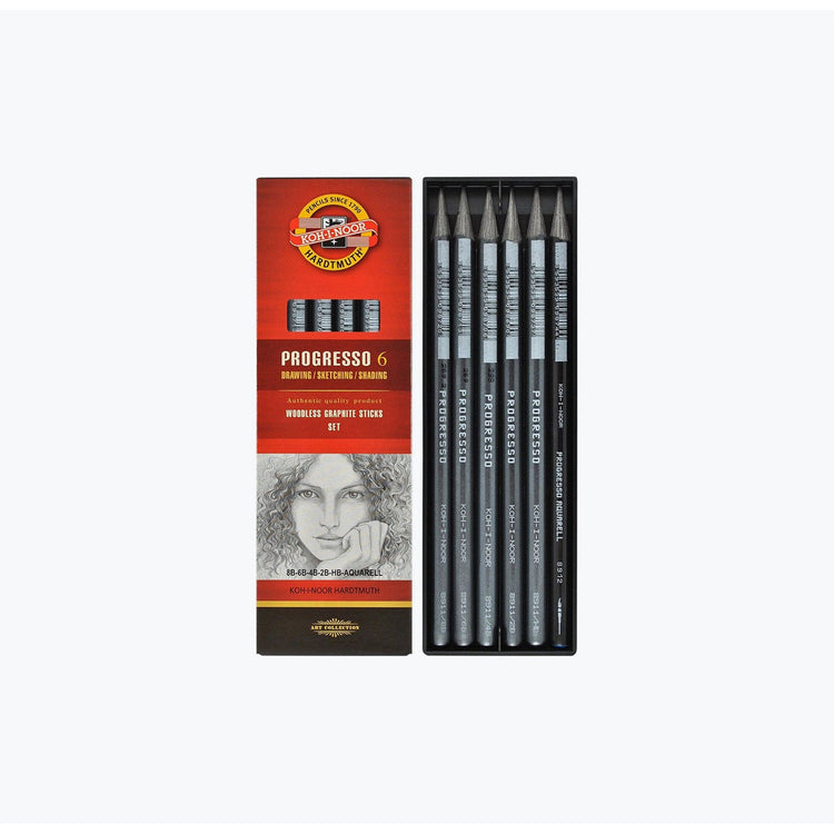Koh-I-Noor Progresso Woodless Graphite Sticks - Set of 6