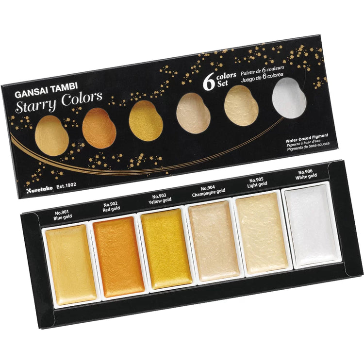 Kuretake Gansai Tambi Metallic Colour Sets - 6 colours