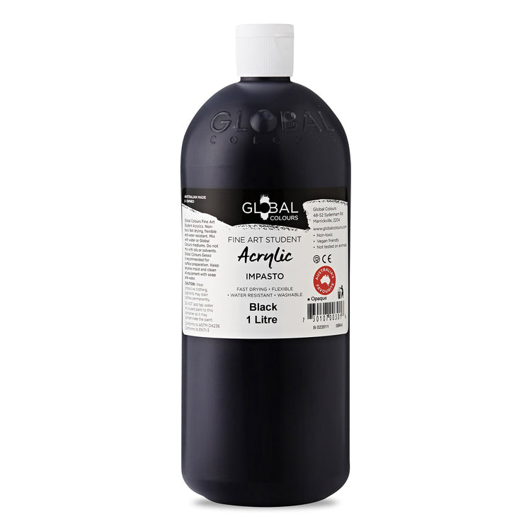 Global Fine Art Student Acrylic 1 litre - 28 Brilliant Colours