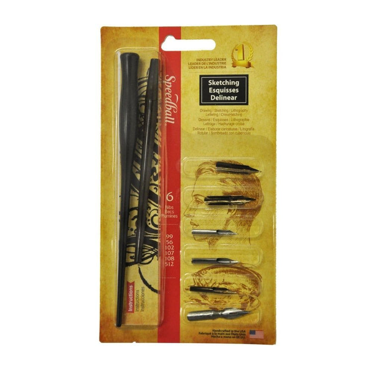 Speedball Sketching Pen Set (6 Nibs & Holder)