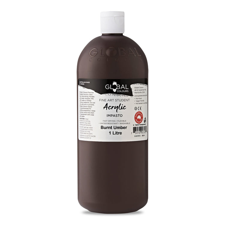 Global Fine Art Student Acrylic 1 litre - 28 Brilliant Colours