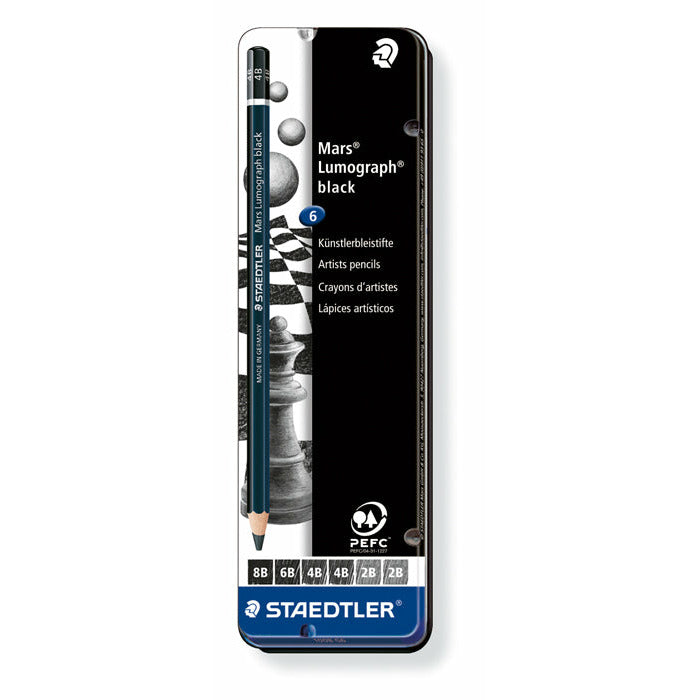 Staedtler Mars Lumograph Black Pencil - Tin of 6
