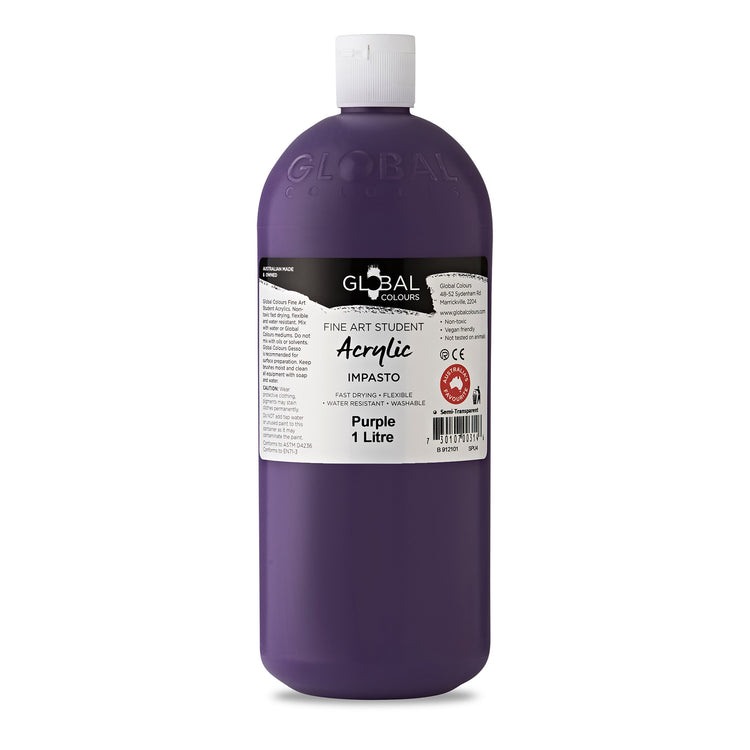 Global Fine Art Student Acrylic 1 litre - 28 Brilliant Colours