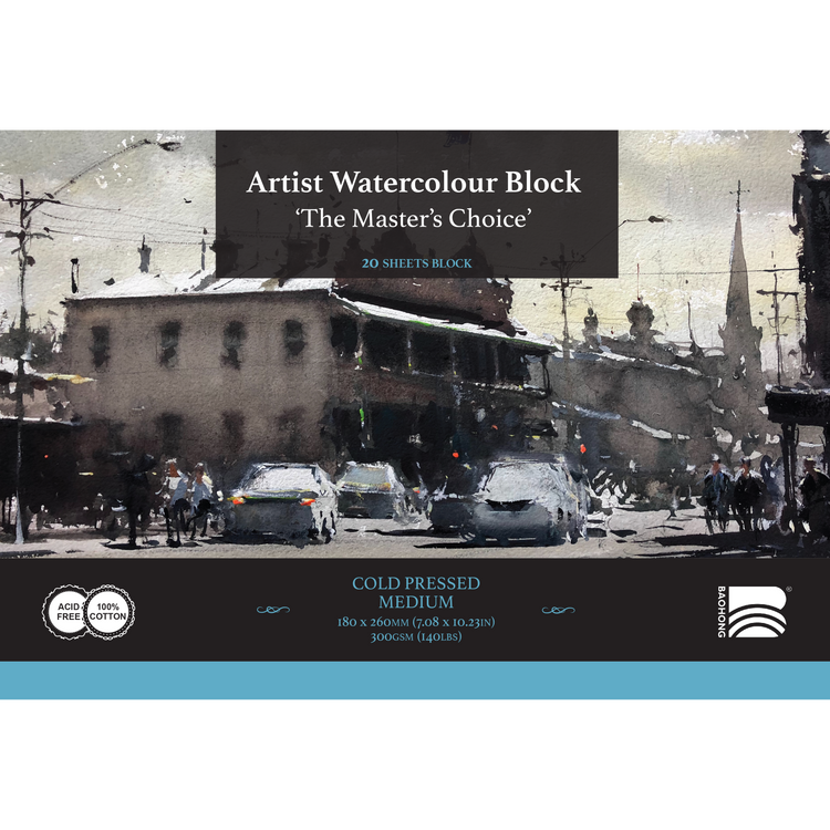 Baohong Watercolour Block - 180 x 260mm - Smooth / Medium / Rough