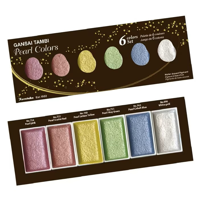 Kuretake Gansai Tambi Metallic Colour Sets - 6 colours
