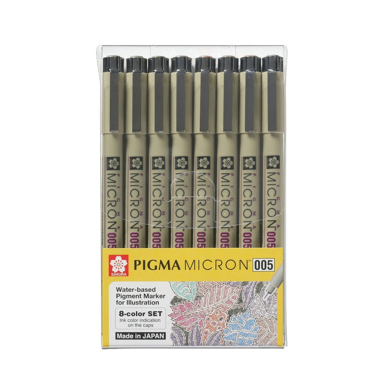 Sakura Pigma Micron 05 Pen Colour Set 8 Pens