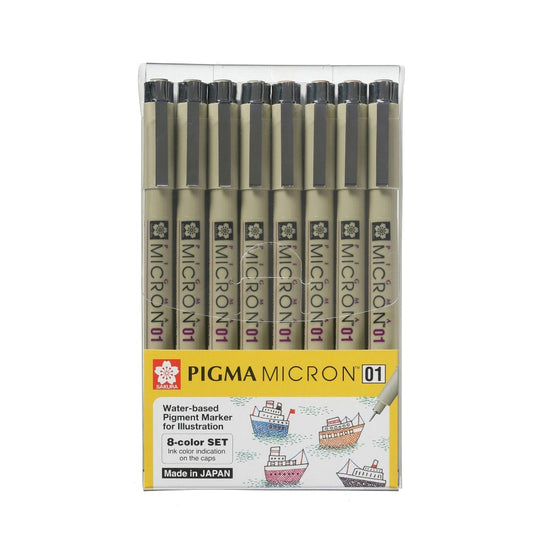 Sakura Pigma Micron 01 Pen Colour Set 8 Pens