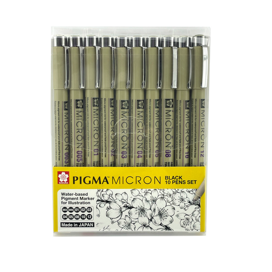 Sakura Pigma Micron 10 Pen Black Ink Set