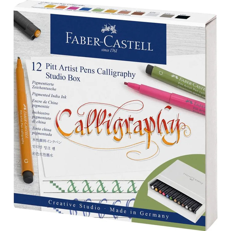 Faber-Castell Pitt Artist Pens Calligraphy Studio Set - Box of 12