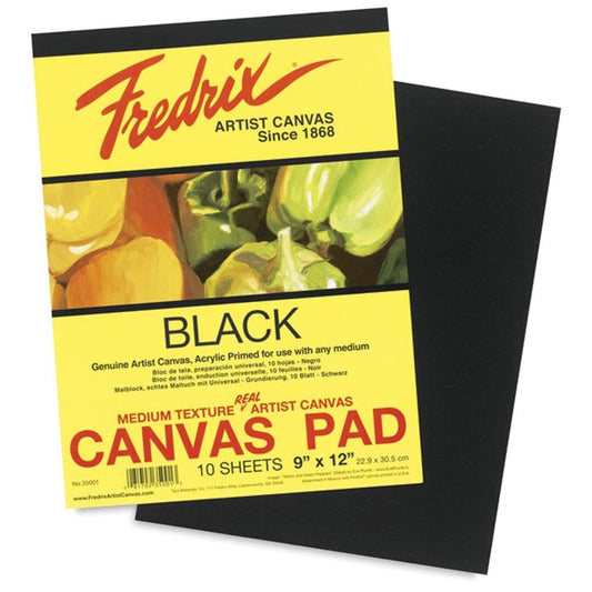 Fredrix Canvas Pad 10 Sheets Black