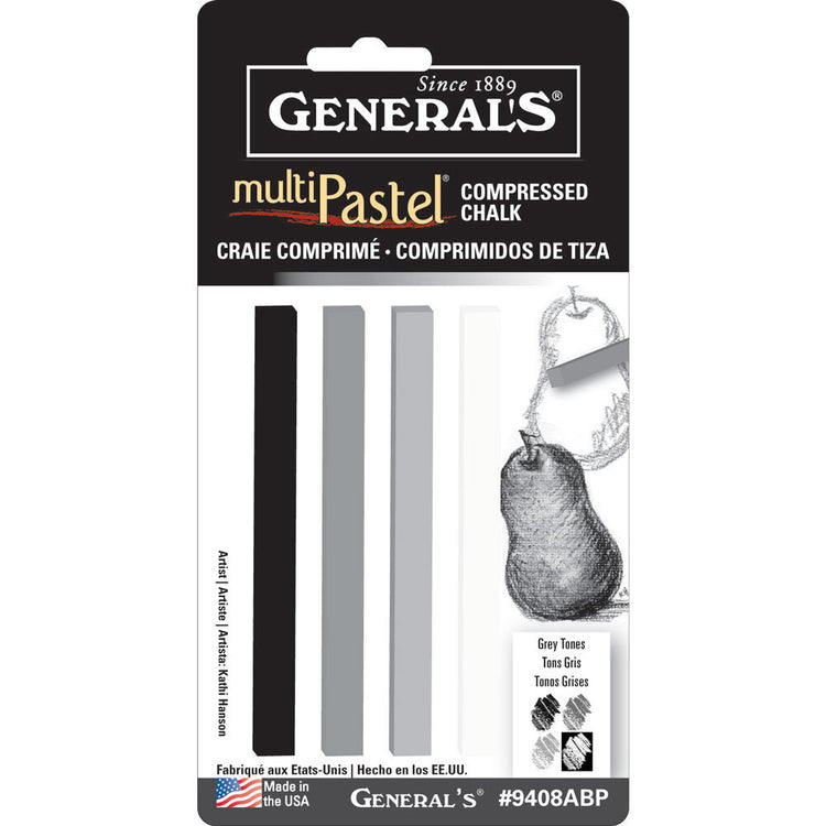 Generals Compressed Chalk Sticks - 4 Grey / White  #9408