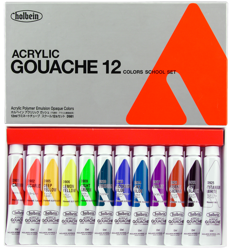 Holbein Acrylic Gouache 12 x 12ml Set