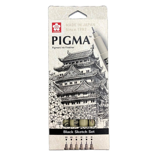 Sakura Pigma Micron 6 Pen Black Sketch Set