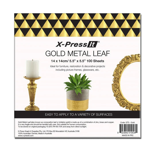 X-Press Metal Leaf Gold 140 x 140mm 100 sheets