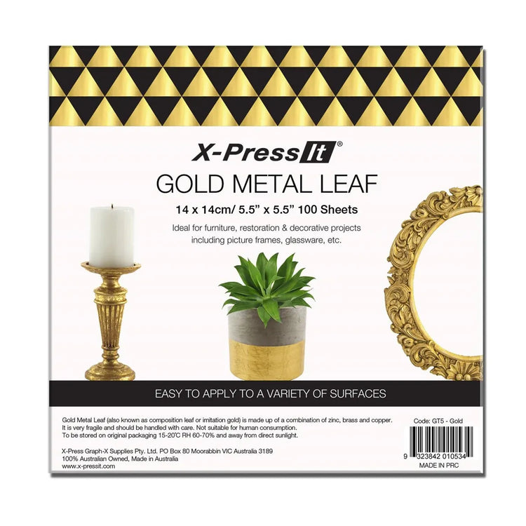 X-Press Metal Leaf Gold 140 x 140mm 100 sheets