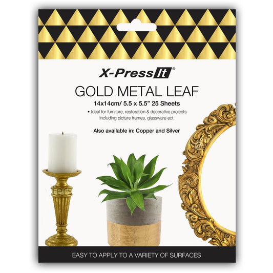 Metal Leaf Gold / Silver / Copper 140 x 140mm 25 sheets