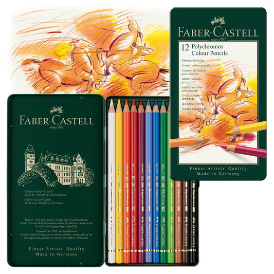 Faber-Castell Polychromos Colour Pencils - Tin Box of 12 / 24 / 36 / 60 / 120