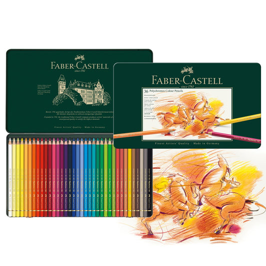 Faber-Castell Polychromos Colour Pencils - Tin Box of 12 / 24 / 36 / 60 / 120