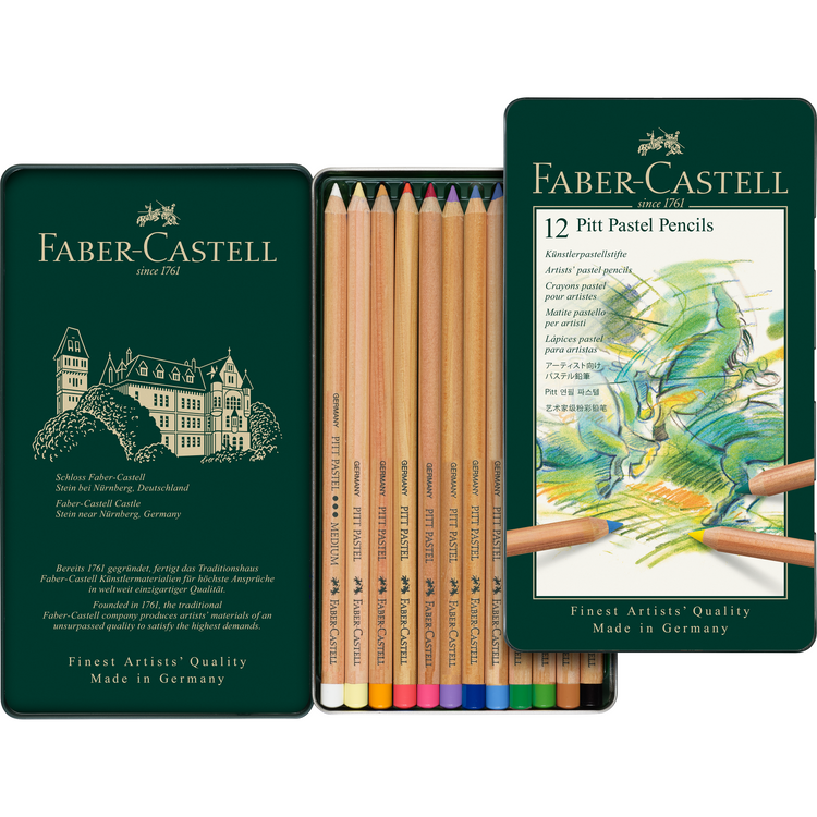 Faber-Castell Pitt Pastel Pencils, Tin Box of 12 / 24