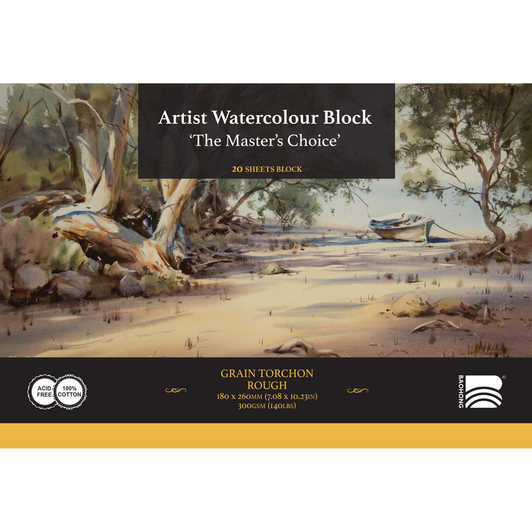 Baohong Watercolour Block - 180 x 260mm - Smooth / Medium / Rough