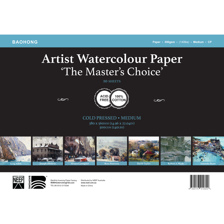 Baohong Watercolour Paper 300gsm 380x560mm - Single Sheets